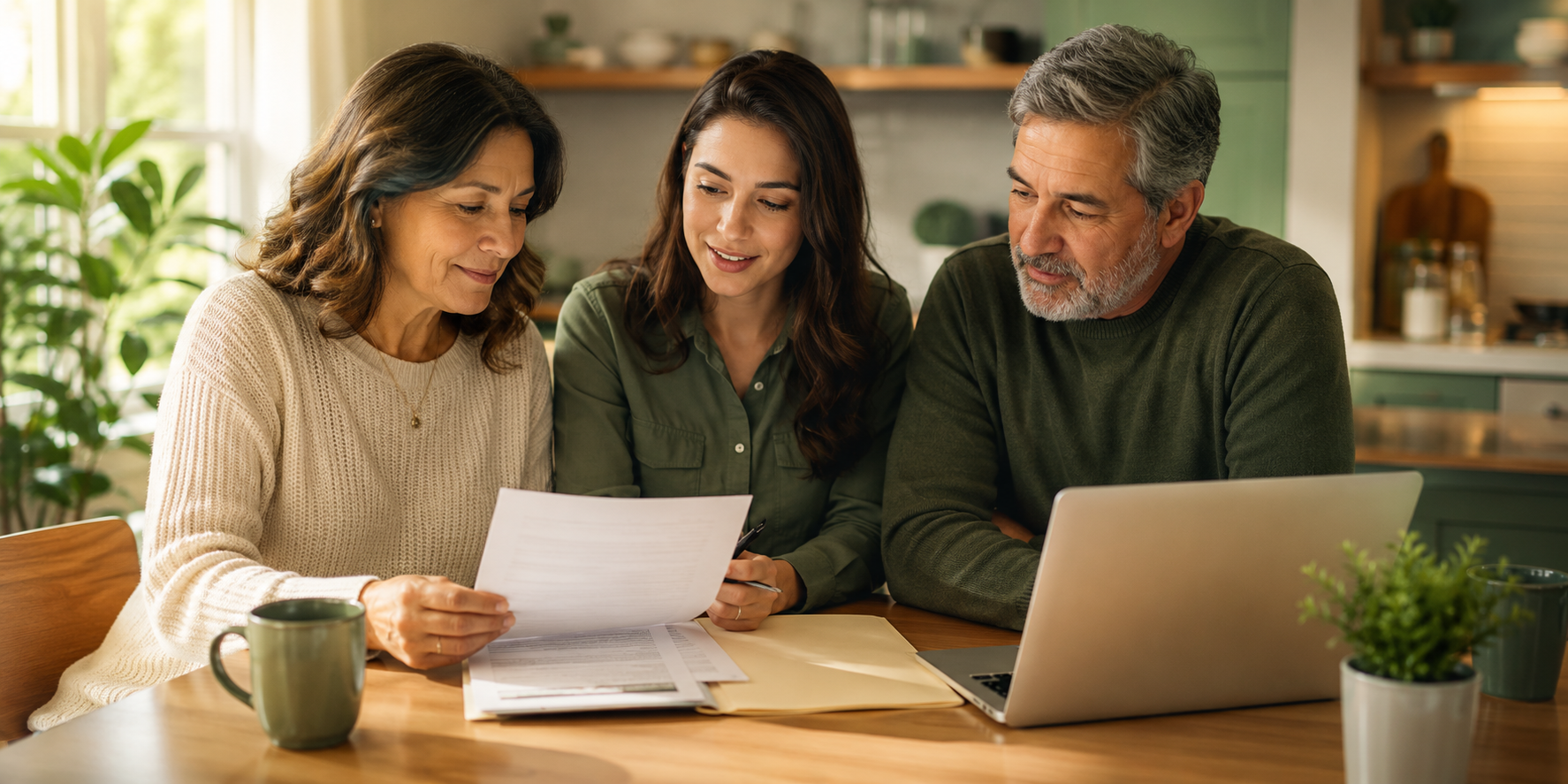 Family reviewing their digital family binder together
